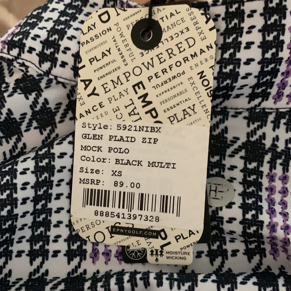 NWT EPNY Golf Glen plaid zip mock polo. - Picture 4 of 4
